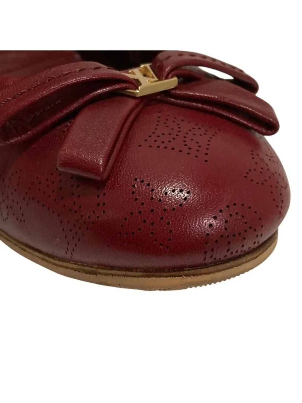 Louis Vuitton Monogram Mahina Ballet Shoes Flat Pumps Red